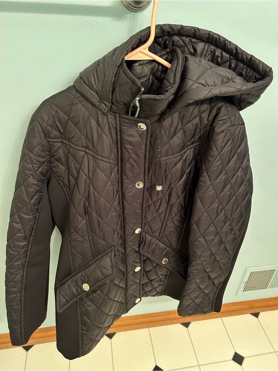 London Fog Black Quilted Hooded Puffer Jacket